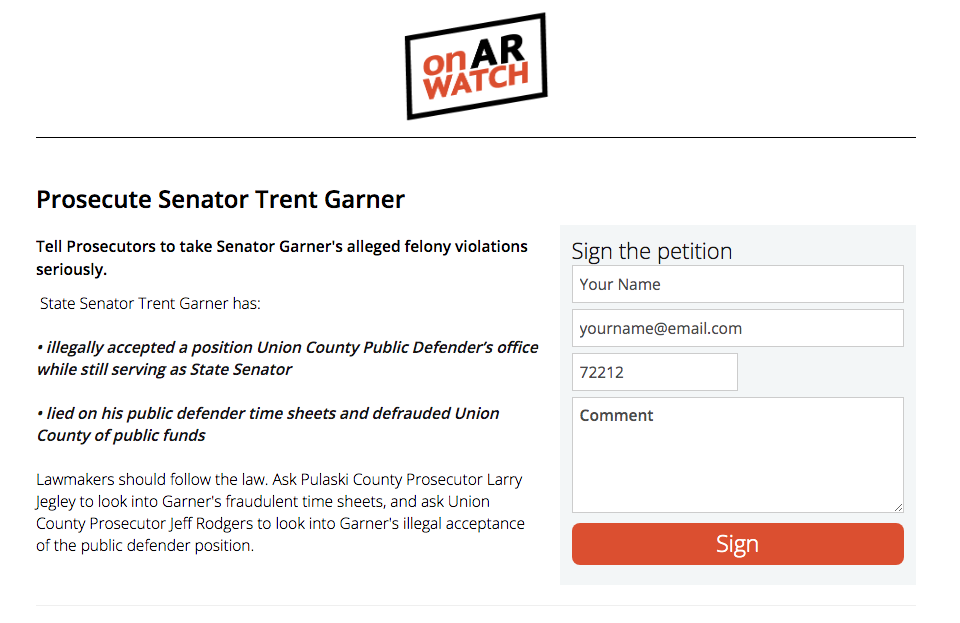 Hold Trent Garner accountable: click to sign the petition 